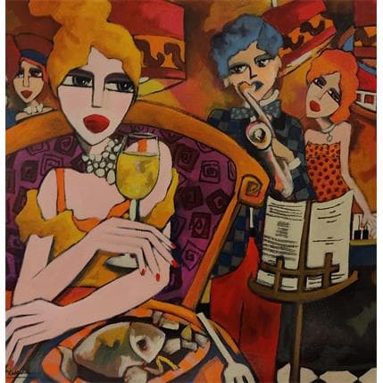 Peinture Repas en Musique par Fauve | Tableau Figuratif Acrylique Scènes de vie