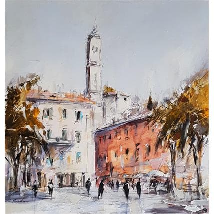 Peinture Place à Nice par Poumelin Richard | Tableau Figuratif Huile Urbain