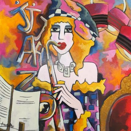 Peinture Jazz au féminin par Fauve | Tableau Figuratif Acrylique Scènes de vie