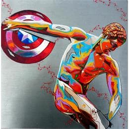 Pintura The American Discobolus por Medeya Lemdiya | Pintura Pop-art Acrylic, Oil Nude, Portrait