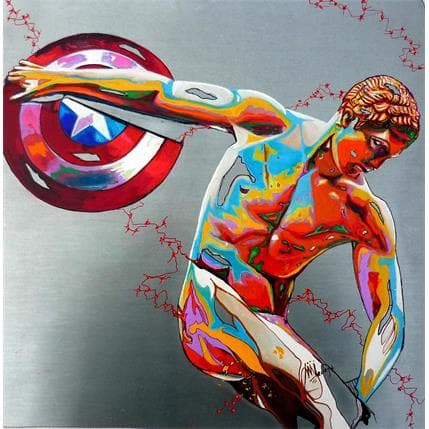 Peinture The American Discobolus par Medeya Lemdiya | Tableau Pop-art Acrylique, Huile Nu, Portraits