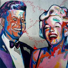 Pintura Kennedy et Marilyn  por Medeya Lemdiya | Pintura Pop-art Acrylic, Graffiti Pop icons, Portrait
