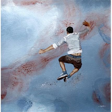 Peinture Youpi de mai en Atlantique par Sand | Tableau Figuratif Acrylique Marine, Paysages, Scènes de vie