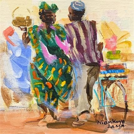 Painting LE COUPLE by Lama Niankoye | Painting Figurative Acrylic Life style