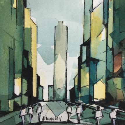 Peinture NEW-YORK 6 par Langlois Jean-Luc | Tableau Figuratif Aquarelle Urbain