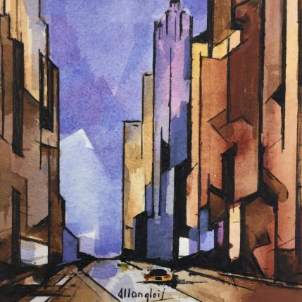 Peinture NEW-YORK 7 par Langlois Jean-Luc | Tableau Figuratif Aquarelle Urbain