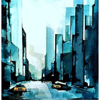 Peinture NEW YORK par Langlois Jean-Luc | Tableau Figuratif Aquarelle Urbain