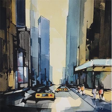 Peinture NEW YORK par Langlois Jean-Luc | Tableau Figuratif Aquarelle Urbain