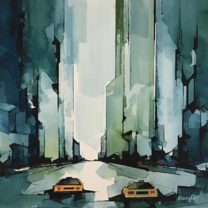 Peinture NEW YORK par Langlois Jean-Luc | Tableau Figuratif Aquarelle Urbain