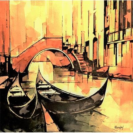 Peinture VENISE par Langlois Jean-Luc | Tableau Figuratif Aquarelle Urbain