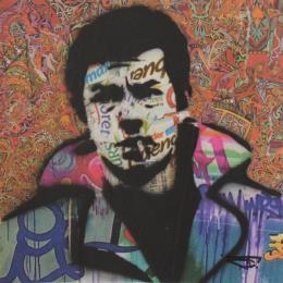 Gemälde Alain Delon von G.C.Popartist | Gemälde Street art Acryl, Graffiti Pop-Ikonen, Porträt