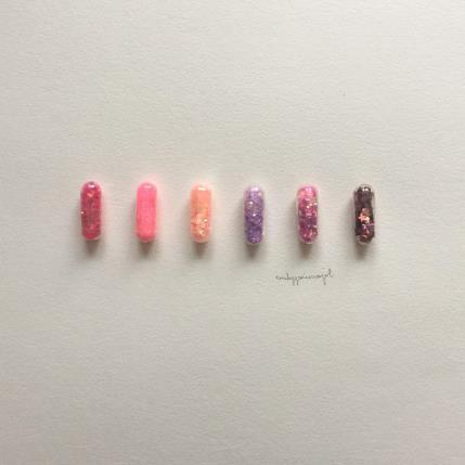 Peinture happy pills 1 par Marjot Emily Jane  | Tableau Matiérisme Minimaliste