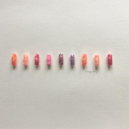 Peinture happy pills 2 par Marjot Emily Jane  | Tableau Matiérisme Minimaliste