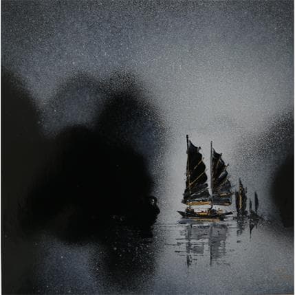 Peinture Ombres par Rey Julien | Tableau Figuratif Acrylique, Carton Noir & blanc, Urbain