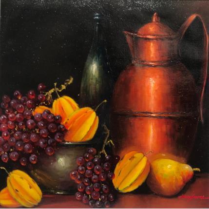 Peinture Latão e carambolas  par Chico Souza | Tableau Figuratif Huile Natures mortes