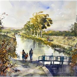 Painting Canal du Midi  by Jones Henry | Painting  Watercolor