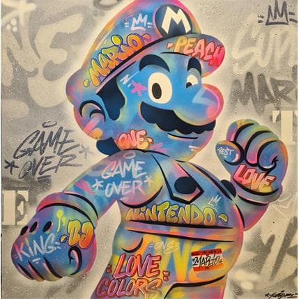 Painting Mario fluo by Kedarone | Painting Pop-art Graffiti Pop icons