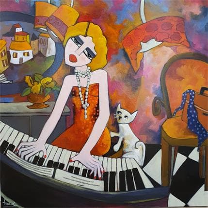 Peinture Douceur musicale par Fauve | Tableau Figuratif Acrylique scènes de vie