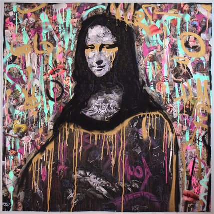 Peinture LA JOCONDE par G.C.Popartist | Tableau Street Art Acrylique, Collage, Graffiti Icones Pop