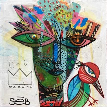 Peinture Heiana Oiso par Seb | Tableau Art Singulier Acrylique, bois Portraits