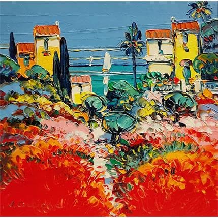 Painting Vacances à Beaulieu by Corbière Liisa | Painting Figurative Oil Landscapes, Marine