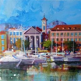 Painting Nice, son vieux Port by Frédéric Thiery | Painting Figurative Acrylic, Cardboard Marine