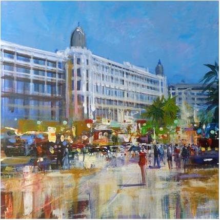 Painting Cannes, le Carlton  by Frédéric Thiery | Painting Figurative Acrylic, Cardboard Urban