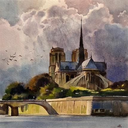 Peinture Paris 1 par Khodakivskyi Vasily | Tableau  Aquarelle