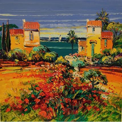 Painting Les jardins du Paradis by Corbière Liisa | Painting Figurative Cardboard, Oil Landscapes