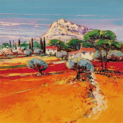 Painting Le Mont Sainte-Victoire by Corbière Liisa | Painting Figurative Cardboard, Oil Landscapes