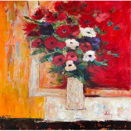 Painting Anemones de Lourmain by Vaudron | Painting Figurative Gouache still-life