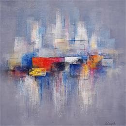 Peinture Skyline reflections par Coupette Steffi | Tableau Abstrait Acrylique Urbain