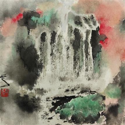 Peinture Beautiful waterfall  par Sanqian | Tableau Figuratif Paysages