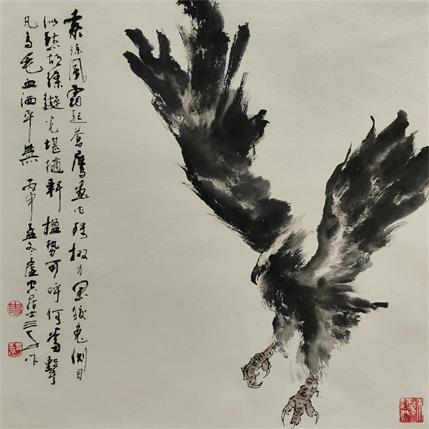 Peinture Hawk's attack par Sanqian | Tableau Figuratif animaux