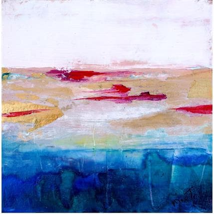 Peinture Etang coloré par Droit Ode | Tableau Abstrait bois minimaliste