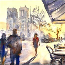 Painting Paris Matin  by Jones Henry | Painting  Watercolor