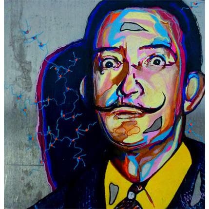 Peinture Dali sur le vif  par Medeya Lemdiya | Tableau Figuratif Métal Portraits