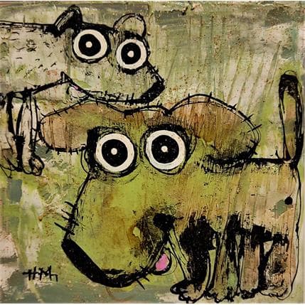 Peinture Deux chiens par Maury Hervé | Tableau Figuratif Animaux