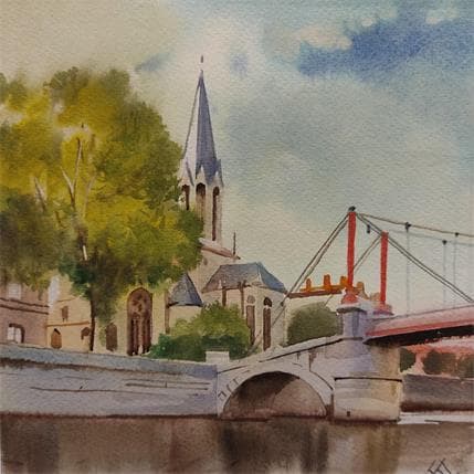 Peinture Lyon - ap.16 par Khodakivskyi Vasily | Tableau Figuratif Aquarelle Urbain