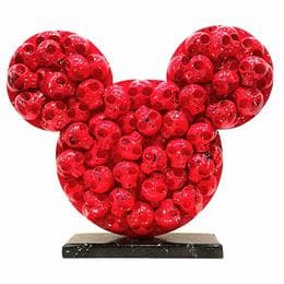 Sculpture Mickeyskulls XL Rouge/Noir/Blanc by VL | Sculpture Street art Acrylic, Recycled objects, Wood Pop icons