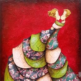 Peinture Angèle et Gabin par Blais Delphine | Tableau Art naïf Acrylique Scènes de vie