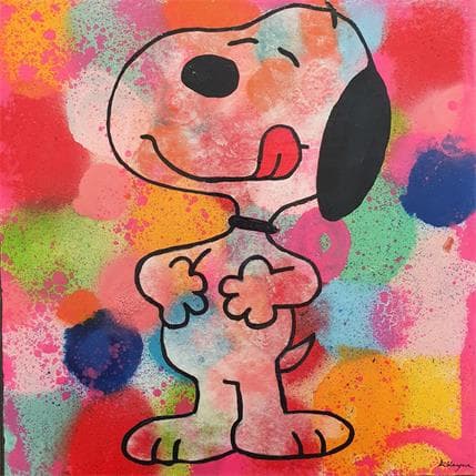 Peinture Snoopy Tongue par Kikayou | Tableau Pop-art Graffiti Icones Pop
