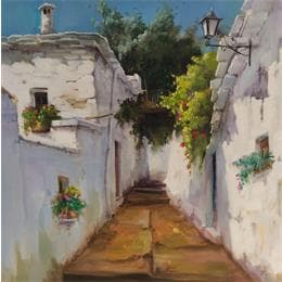 Pintura Calleja del cristo por Cabello Ruiz Jose | Pintura Figurative Oil Landscapes