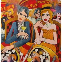 Gemälde Je t'aime, moi aussi von Fauve | Gemälde Figurativ Öl Alltagsszenen, Porträt