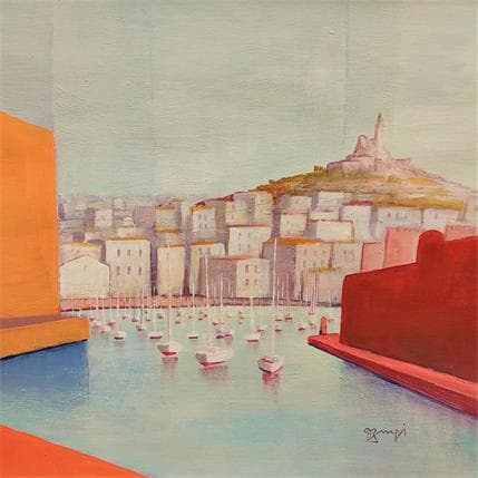 Pintura AN225 L'entrée du port por Burgi Roger | Pintura Figurative Acrylic Landscapes, Marine, Urban