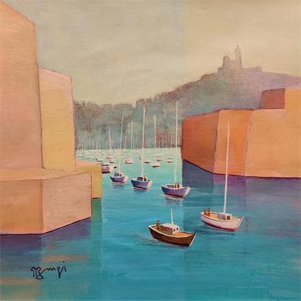 Peinture AO10 Départ de régate par Burgi Roger | Tableau Figuratif Acrylique Marine, Paysages, Scènes de vie