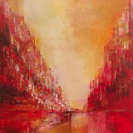 Peinture Rue de l'imagination par Levesque Emmanuelle | Tableau Abstrait Huile Urbain