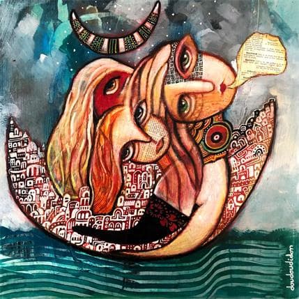 Peinture L'une sous les unes par Doudoudidon | Tableau Art Singulier Métal Nu, Scènes de vie