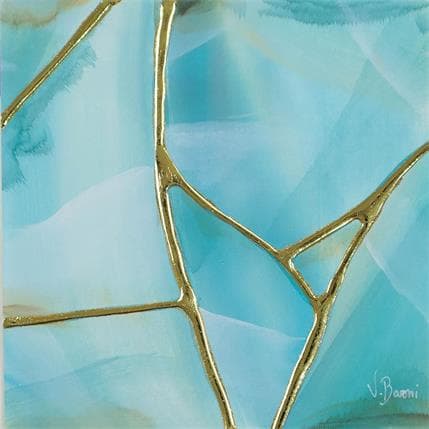 Peinture Lagon kintsugi par Baroni Victor | Tableau Abstrait Acrylique Minimaliste