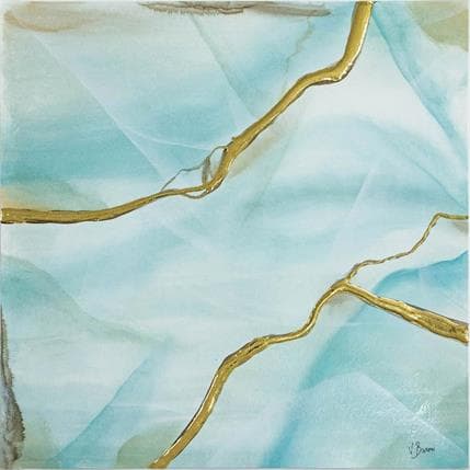 Peinture Hémimorphite dorée II par Baroni Victor | Tableau Abstrait Acrylique Minimaliste